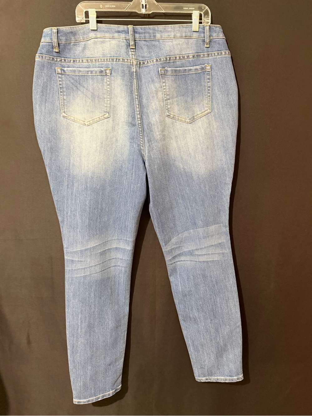 Ashley Stewart Light Blue Straight Leg Jeans with Studded Pockets - Picture 2 of 4